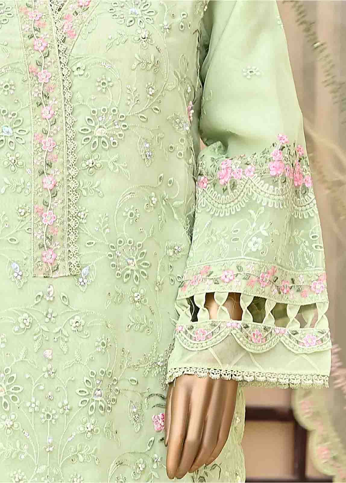 Bin Saeed Fabric - ZEF-2014- 3 Piece Embroidered Organza