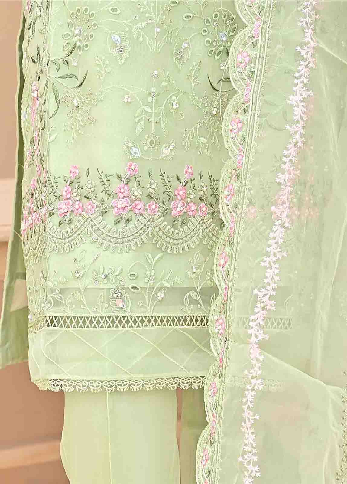 Bin Saeed Fabric - ZEF-2014- 3 Piece Embroidered Organza