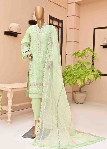 Bin Saeed Fabric - ZEF-2014- 3 Piece Embroidered Organza