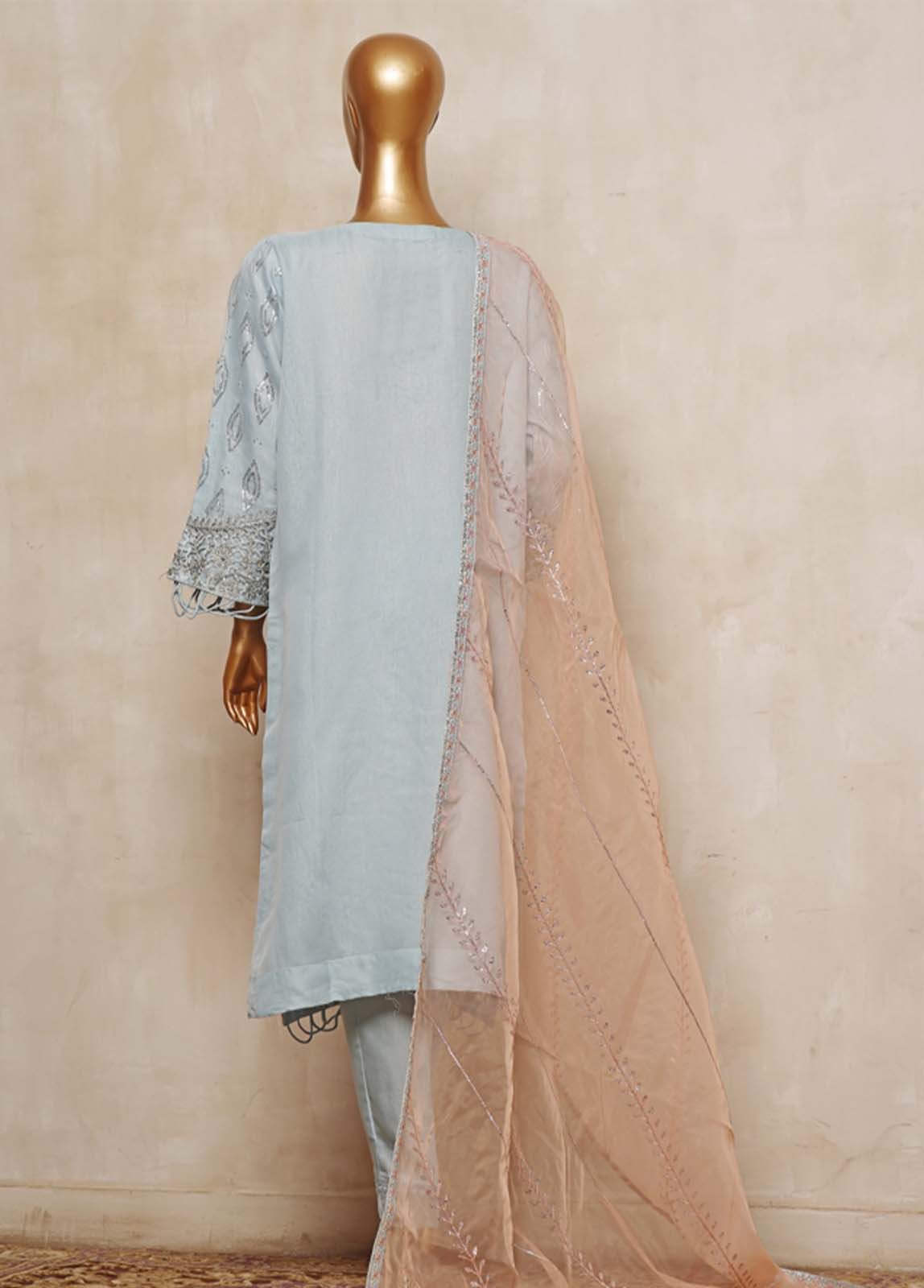 Bin Saeed Fabric - ZEF-2036- 3 Piece Embroidered Organza