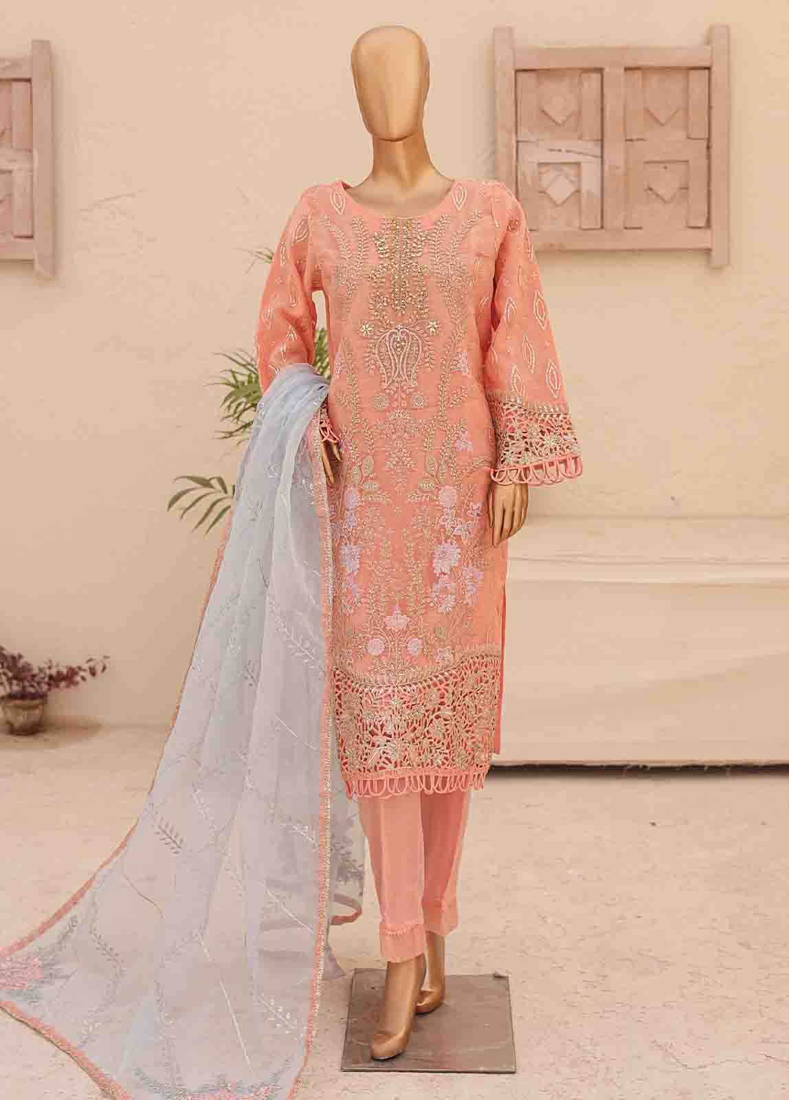 Bin Saeed Fabric - ZEF-2036 E- 3 Piece Embroidered Organza