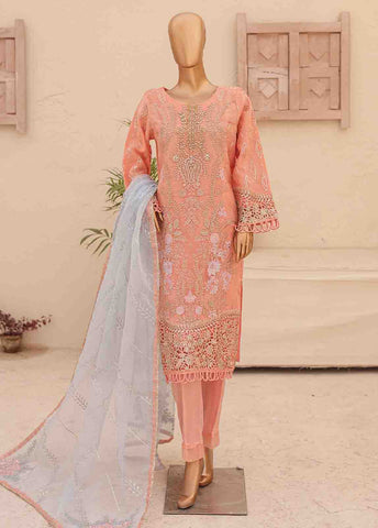 Bin Saeed Fabric - ZEF-2036 E- 3 Piece Embroidered Organza