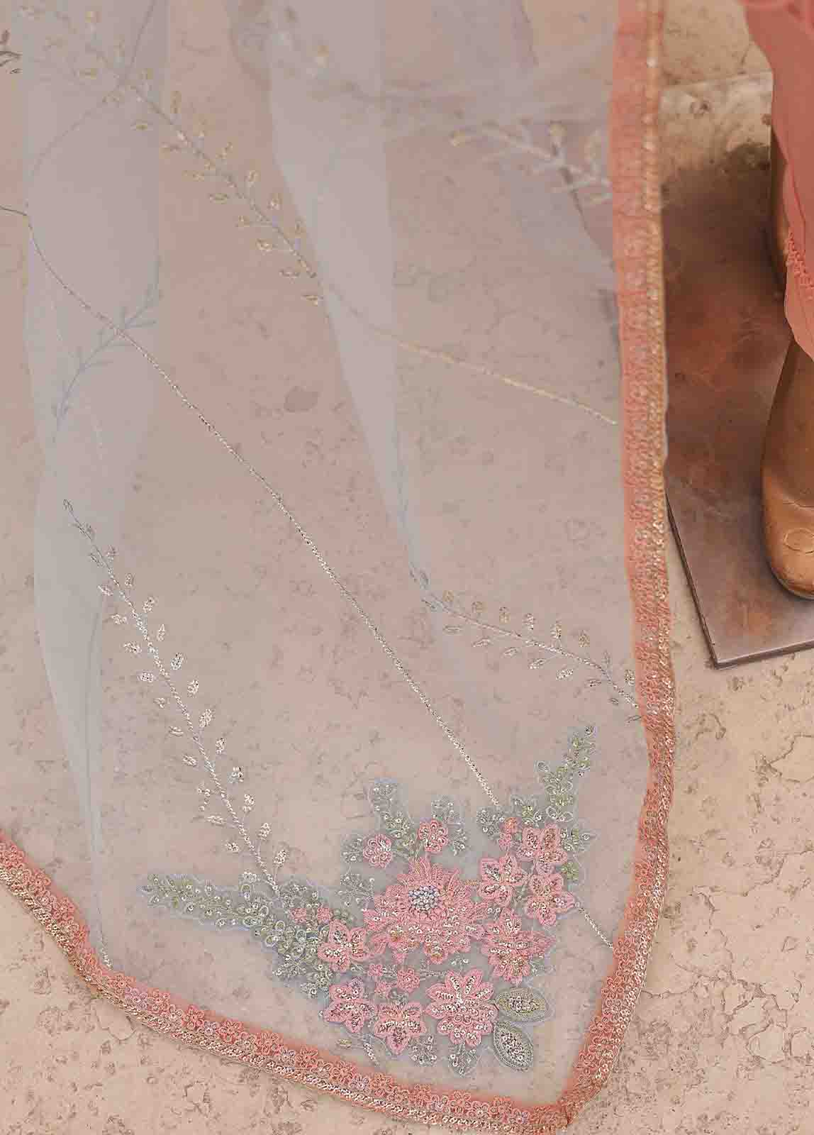 Bin Saeed Fabric - ZEF-2036 E- 3 Piece Embroidered Organza