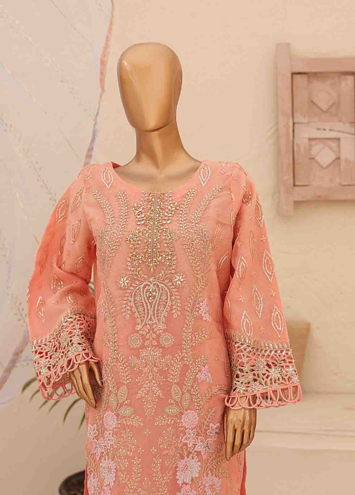 Bin Saeed Fabric - ZEF-2036 E- 3 Piece Embroidered Organza