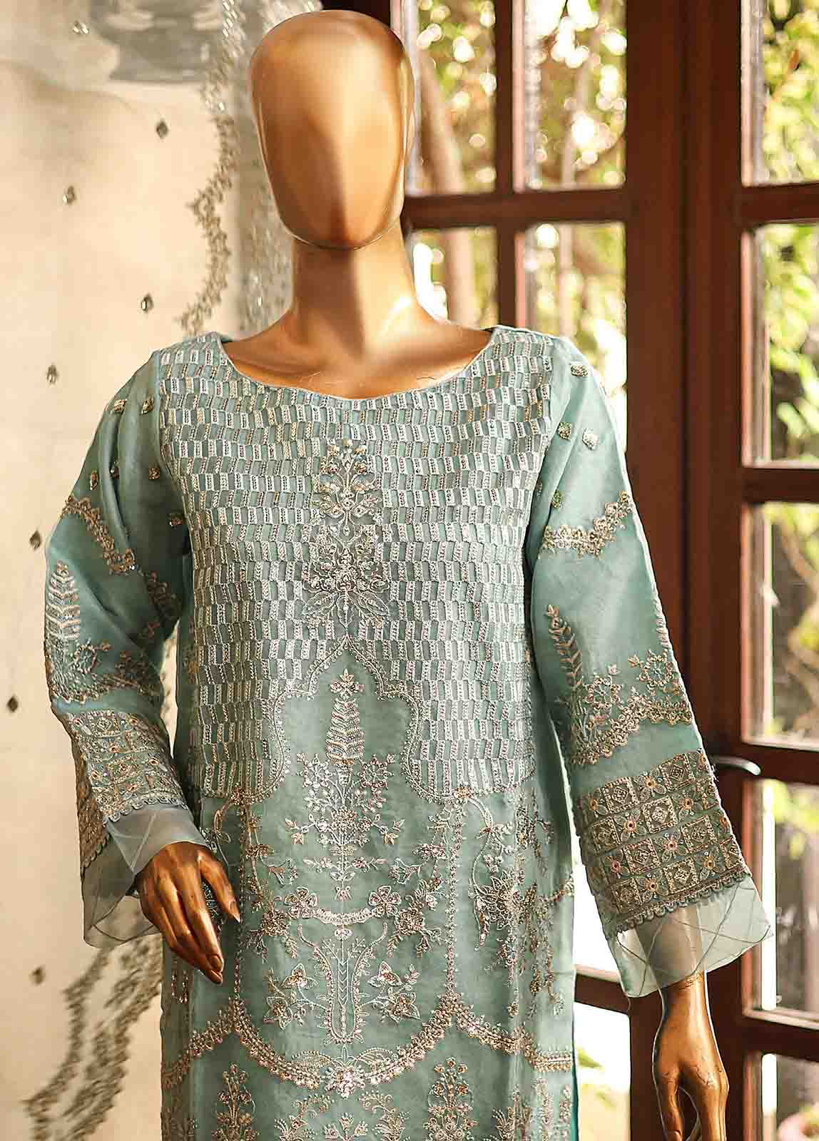 Bin Saeed Fabric - ZEF-2037- 3 Piece Embroidered Organza