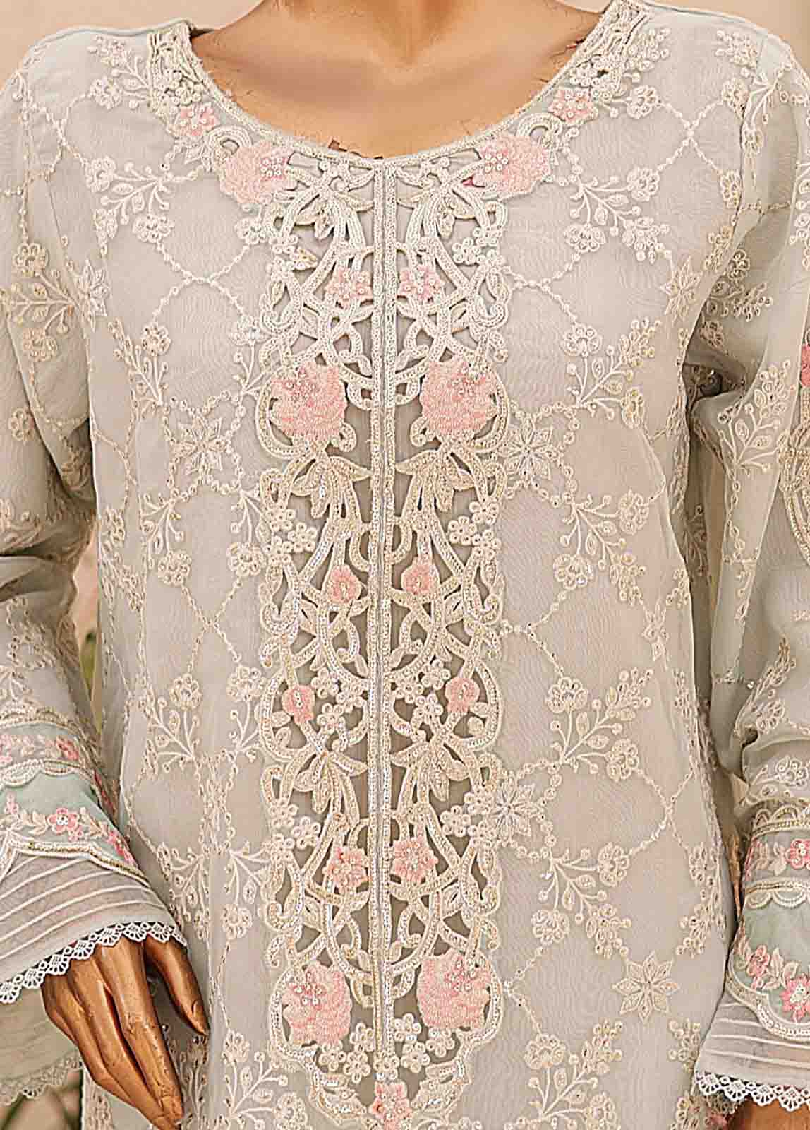 Bin Saeed Fabric - ZEF-2039 E- 3 Piece Embroidered Organza