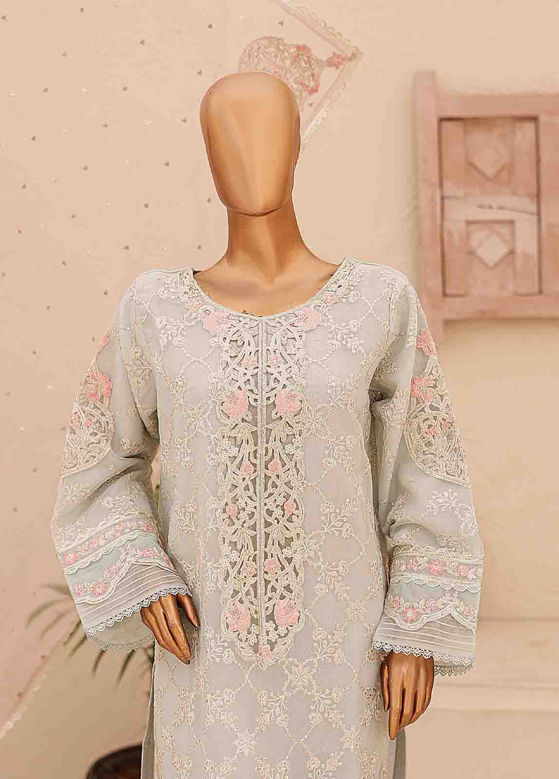 Bin Saeed Fabric - ZEF-2039 E- 3 Piece Embroidered Organza