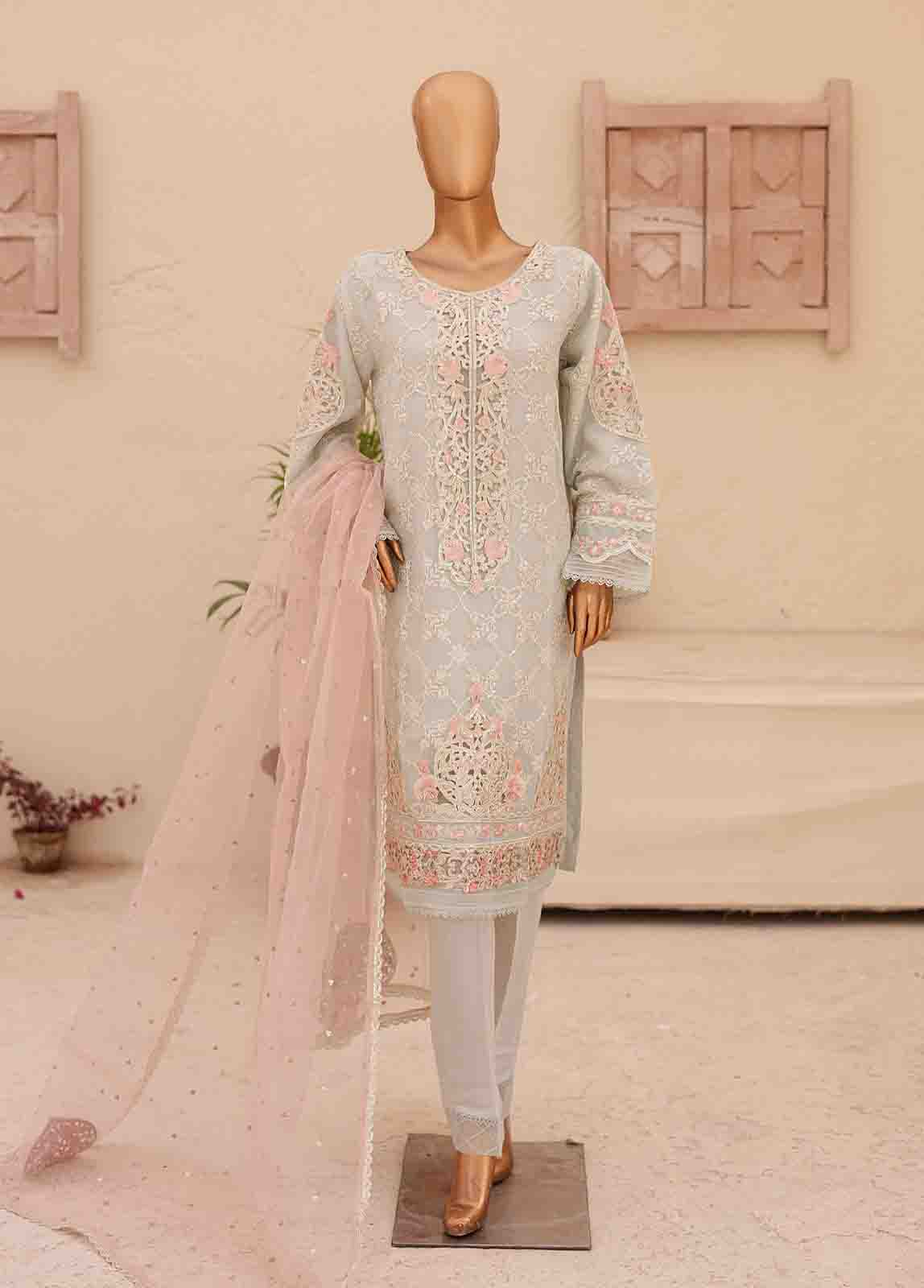 Bin Saeed Fabric - ZEF-2039 E- 3 Piece Embroidered Organza