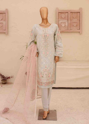 Bin Saeed Fabric - ZEF-2039 E- 3 Piece Embroidered Organza