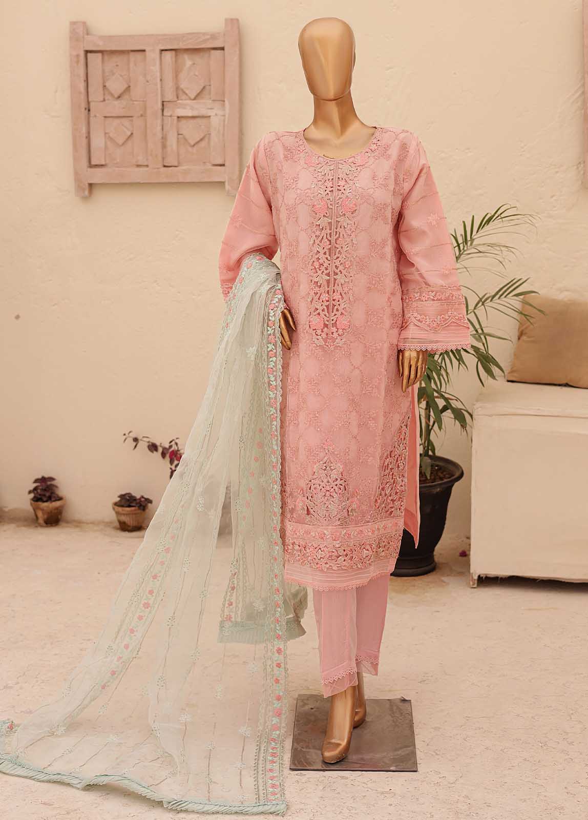 Bin Saeed Fabric - ZEF-2039 M- 3 Piece Embroidered Organza
