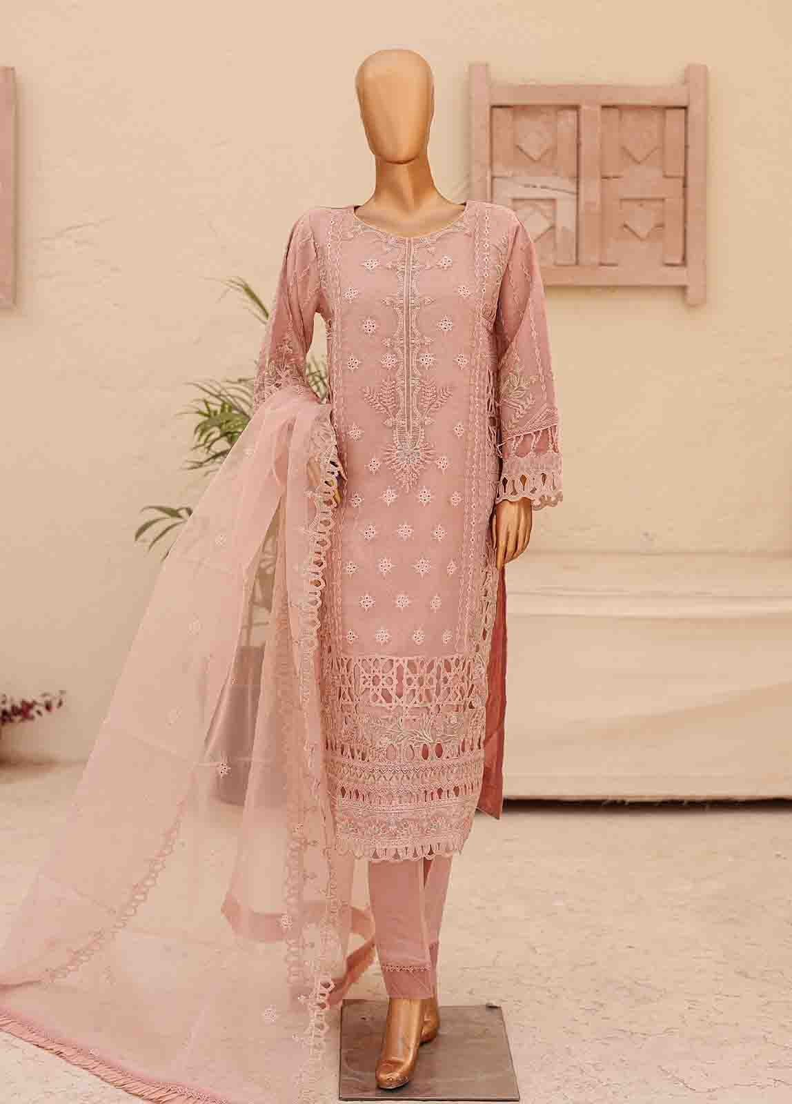 Bin Saeed Fabric - ZEF-2040 E- 3 Piece Embroidered Organza