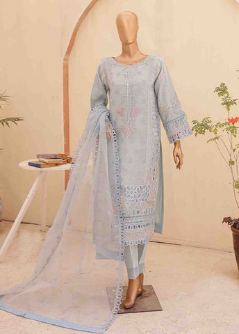 Bin Saeed Fabric - ZEF-2040 H- 3 Piece Embroidered Organza
