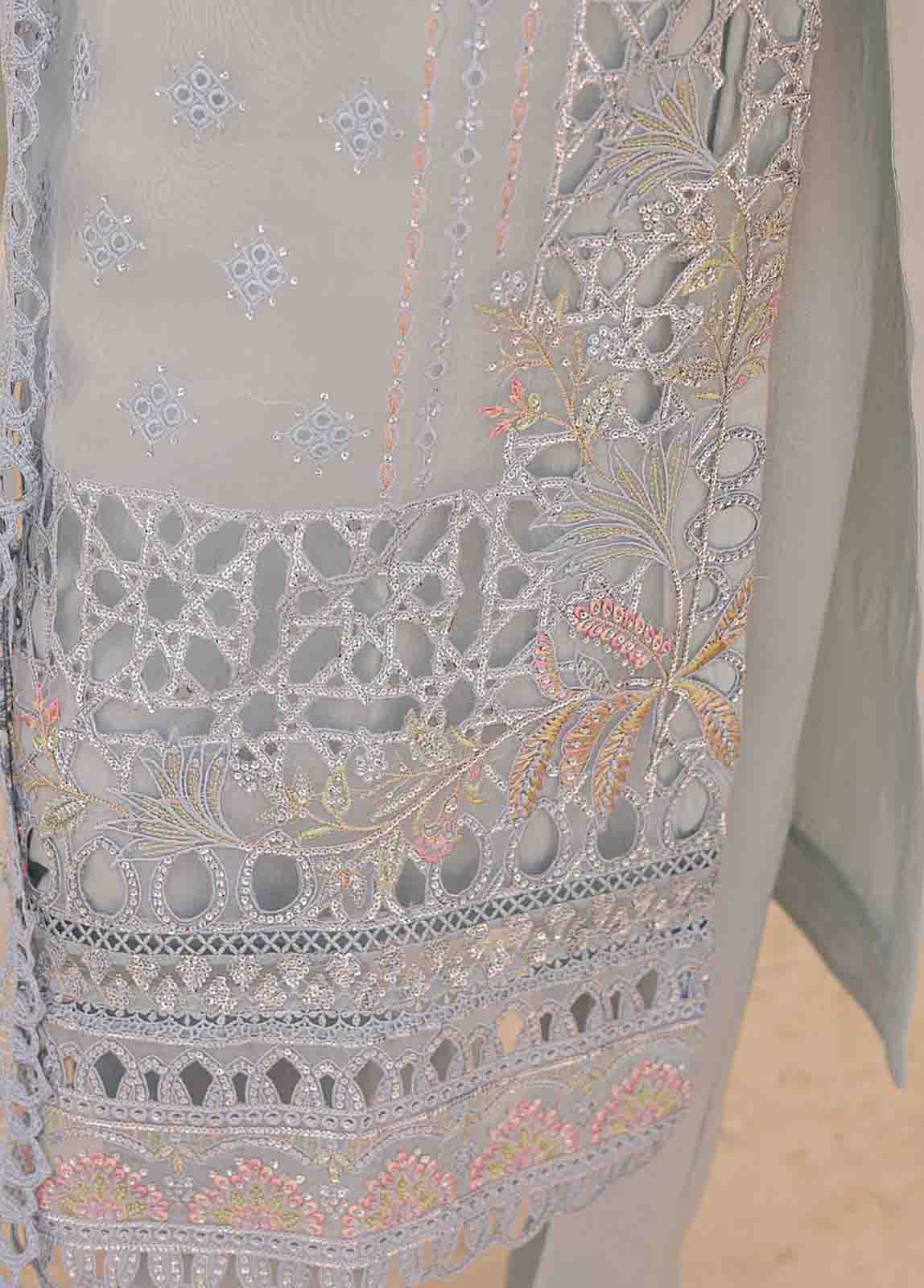 Bin Saeed Fabric - ZEF-2040 H- 3 Piece Embroidered Organza