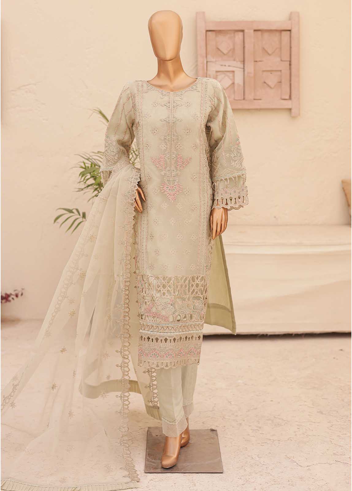 Bin Saeed Fabric - ZEF-2040 S- 3 Piece Embroidered Organza