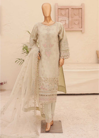 Bin Saeed Fabric - ZEF-2040 S- 3 Piece Embroidered Organza