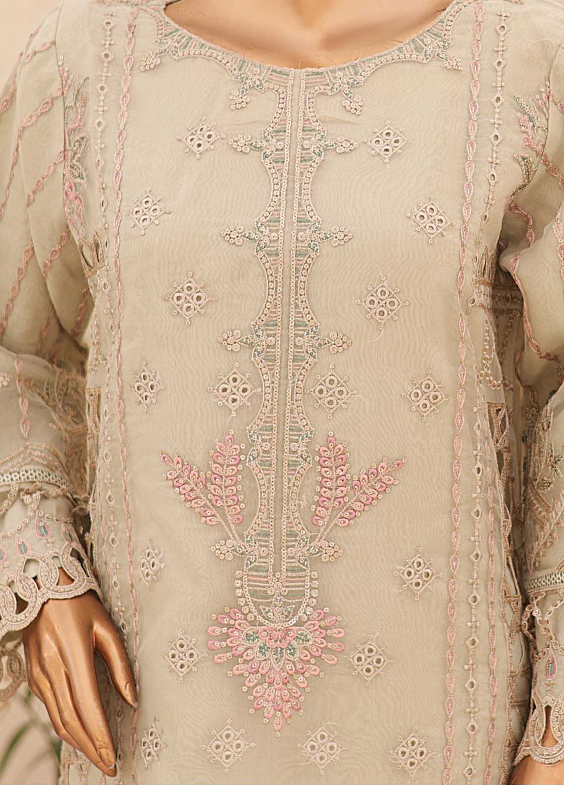 Bin Saeed Fabric - ZEF-2040 S- 3 Piece Embroidered Organza