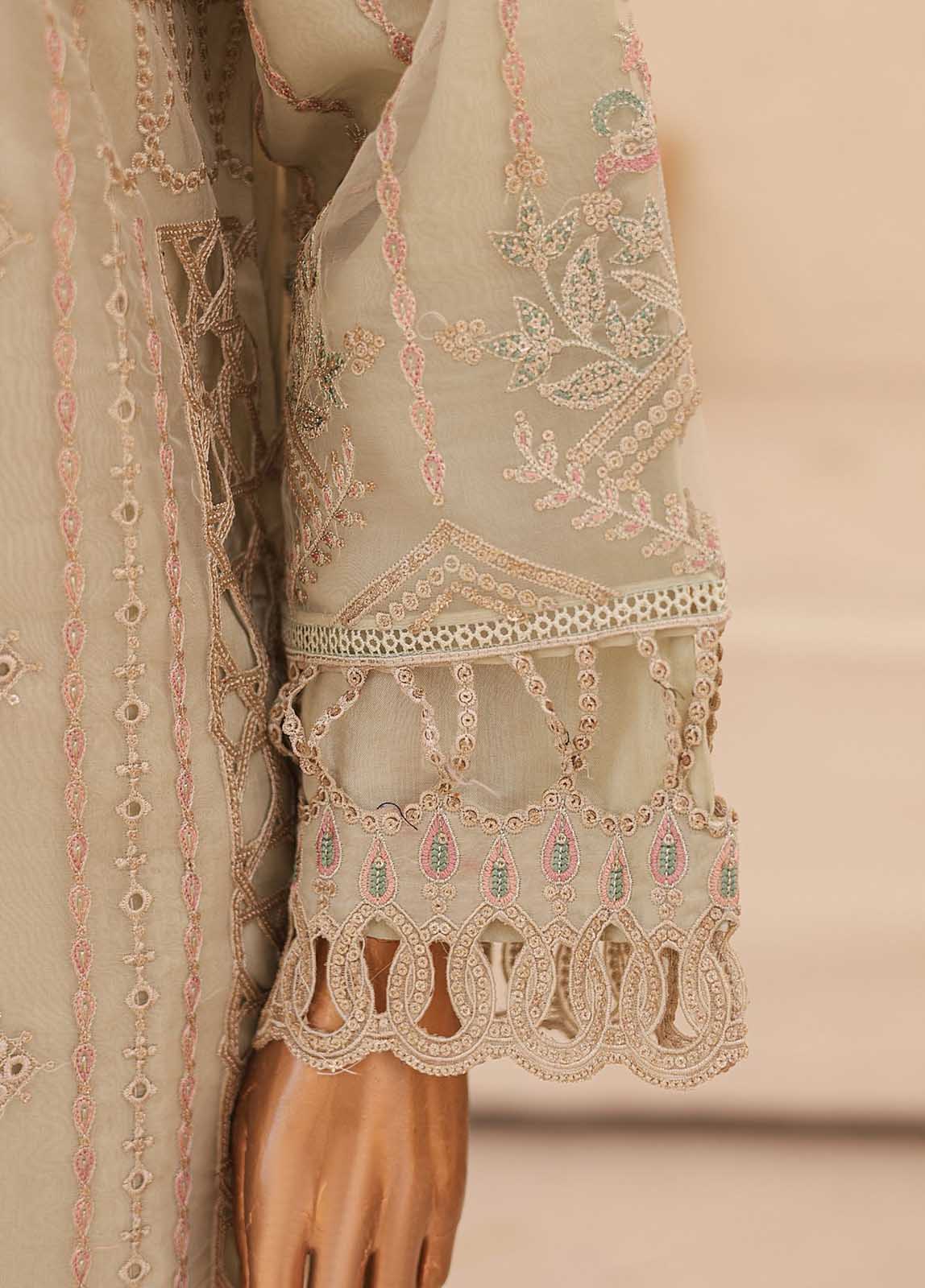 Bin Saeed Fabric - ZEF-2040 S- 3 Piece Embroidered Organza