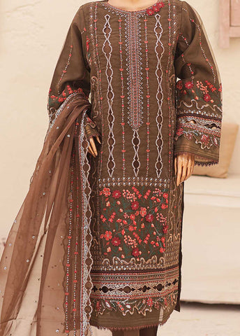 ZEF-2041 A- 3 Piece Embroidered Organza