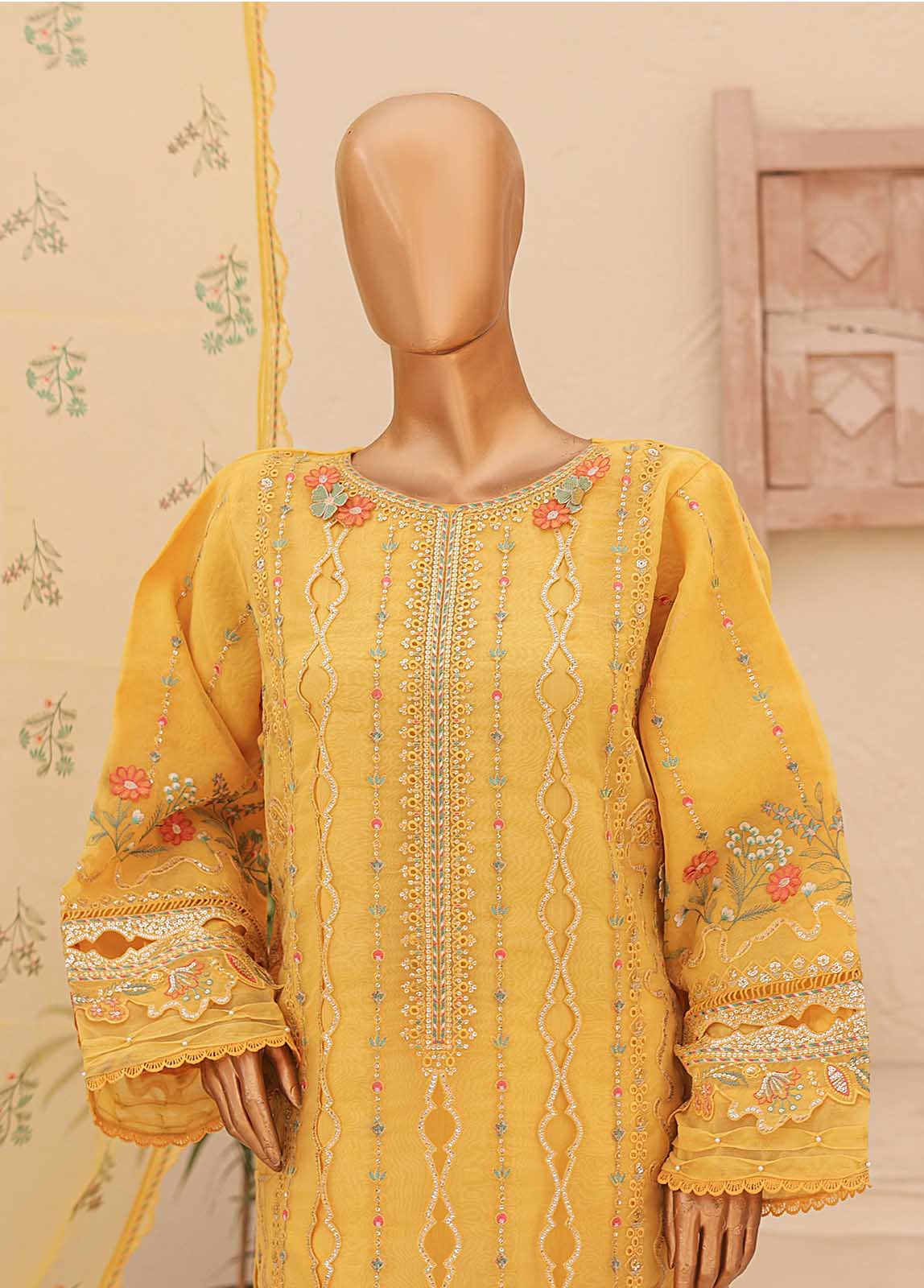 Bin Saeed Fabric - ZEF-2041 - 3 Piece Embroidered Organza