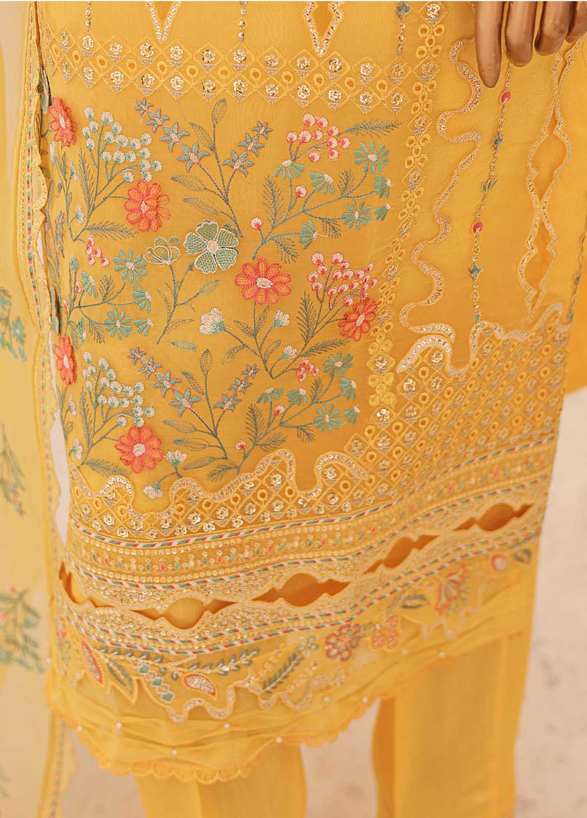 Bin Saeed Fabric - ZEF-2041 - 3 Piece Embroidered Organza