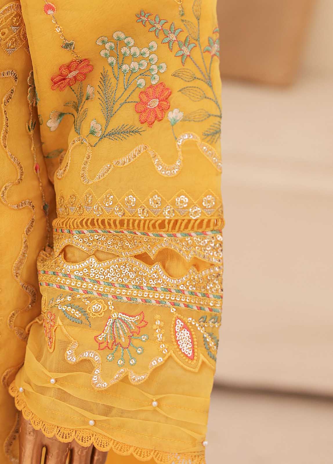 Bin Saeed Fabric - ZEF-2041 - 3 Piece Embroidered Organza