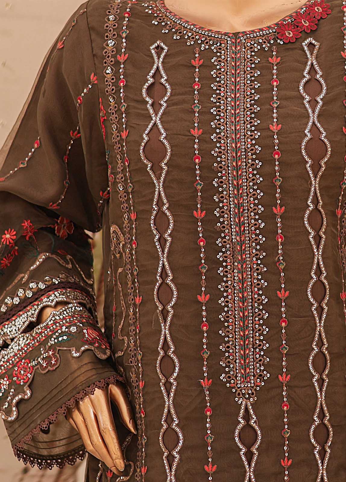 Bin Saeed Fabric - ZEF-2041 A- 3 Piece Embroidered Organza