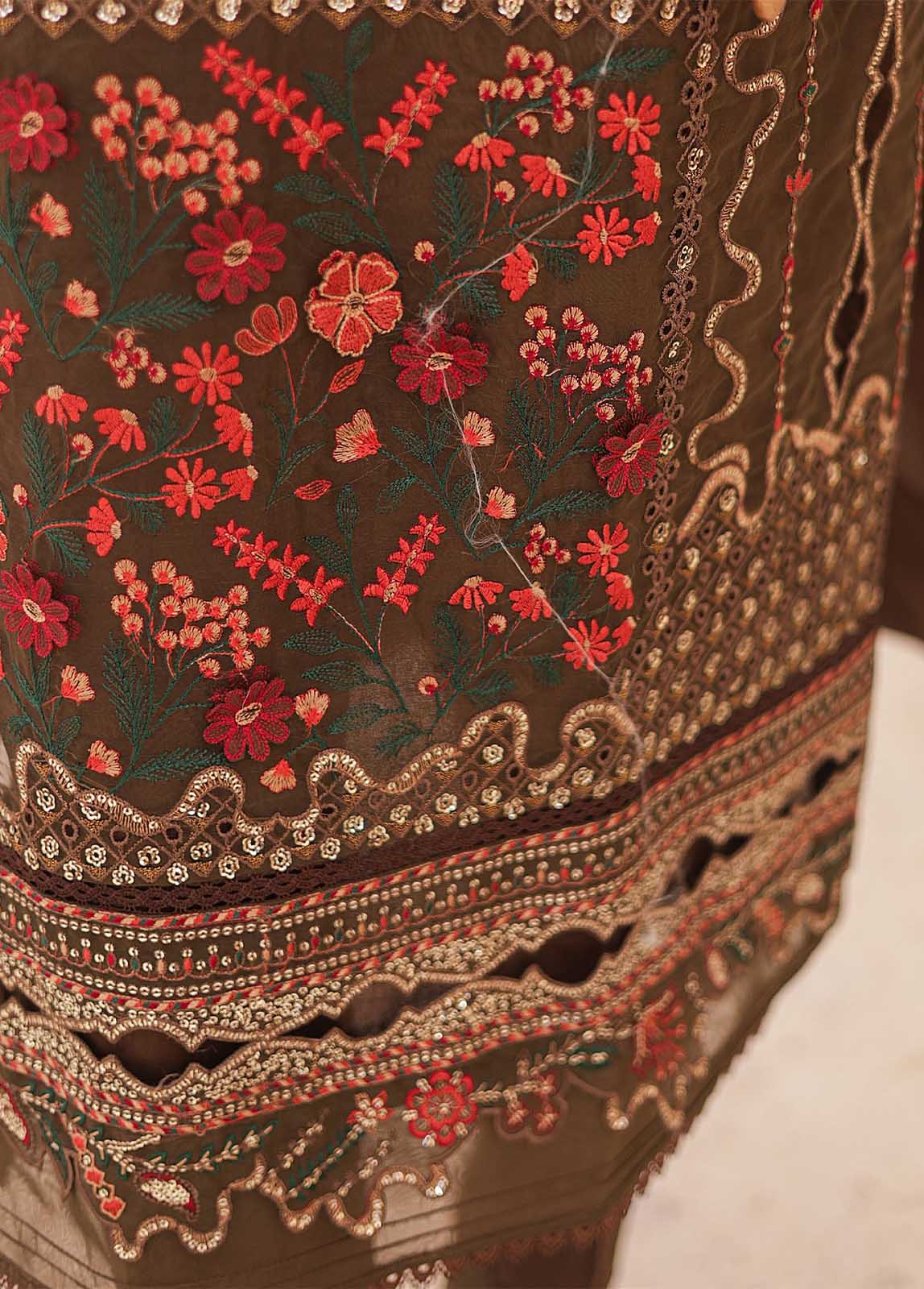 Bin Saeed Fabric - ZEF-2041 A- 3 Piece Embroidered Organza