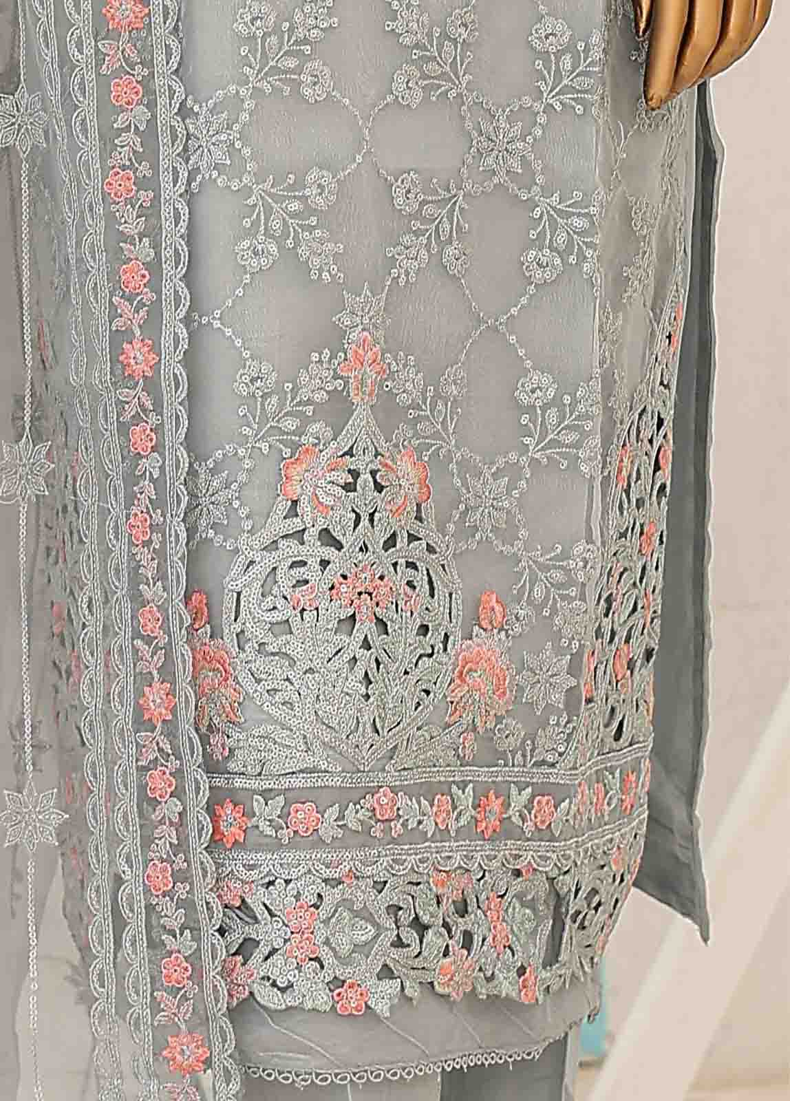 Bin Saeed Fabric - ZEF-2043- 3 Piece Embroidered Organza