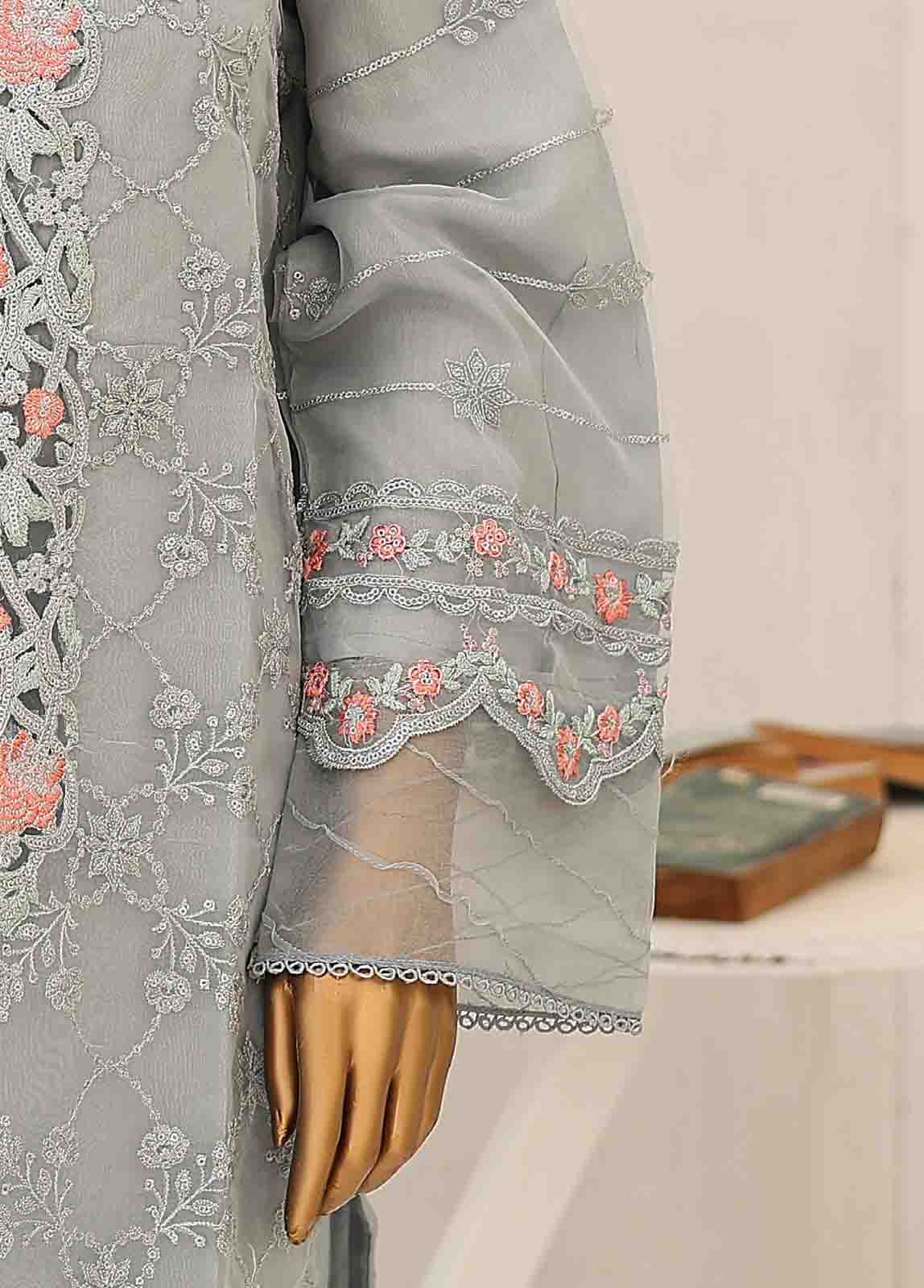 Bin Saeed Fabric - ZEF-2043- 3 Piece Embroidered Organza