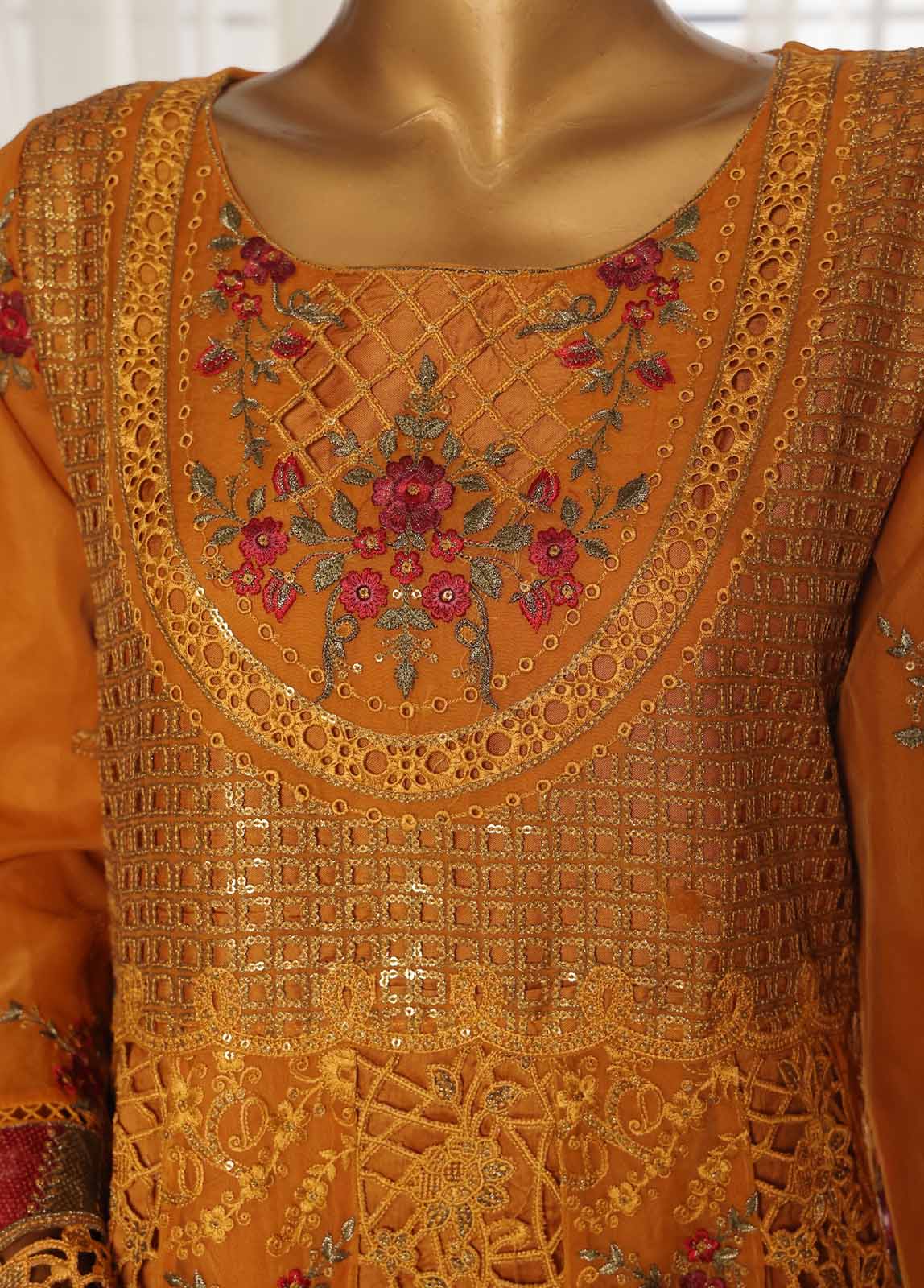 Bin Saeed Fabric - ZEF-2061 F- 3 Piece Organza Stitched Suit