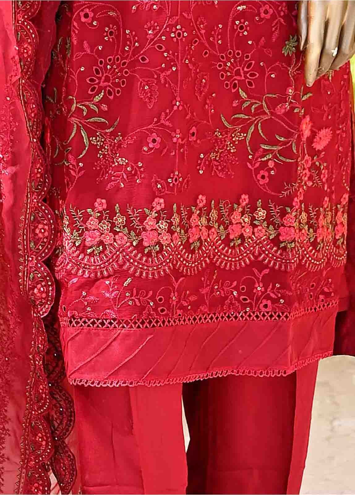 Bin Saeed Fabric - ZEF-C-2014- 3 Piece Embroidered Chiffon