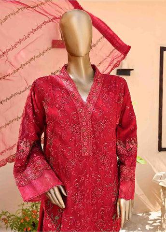 Bin Saeed Fabric - ZEF-C-2014- 3 Piece Embroidered Chiffon