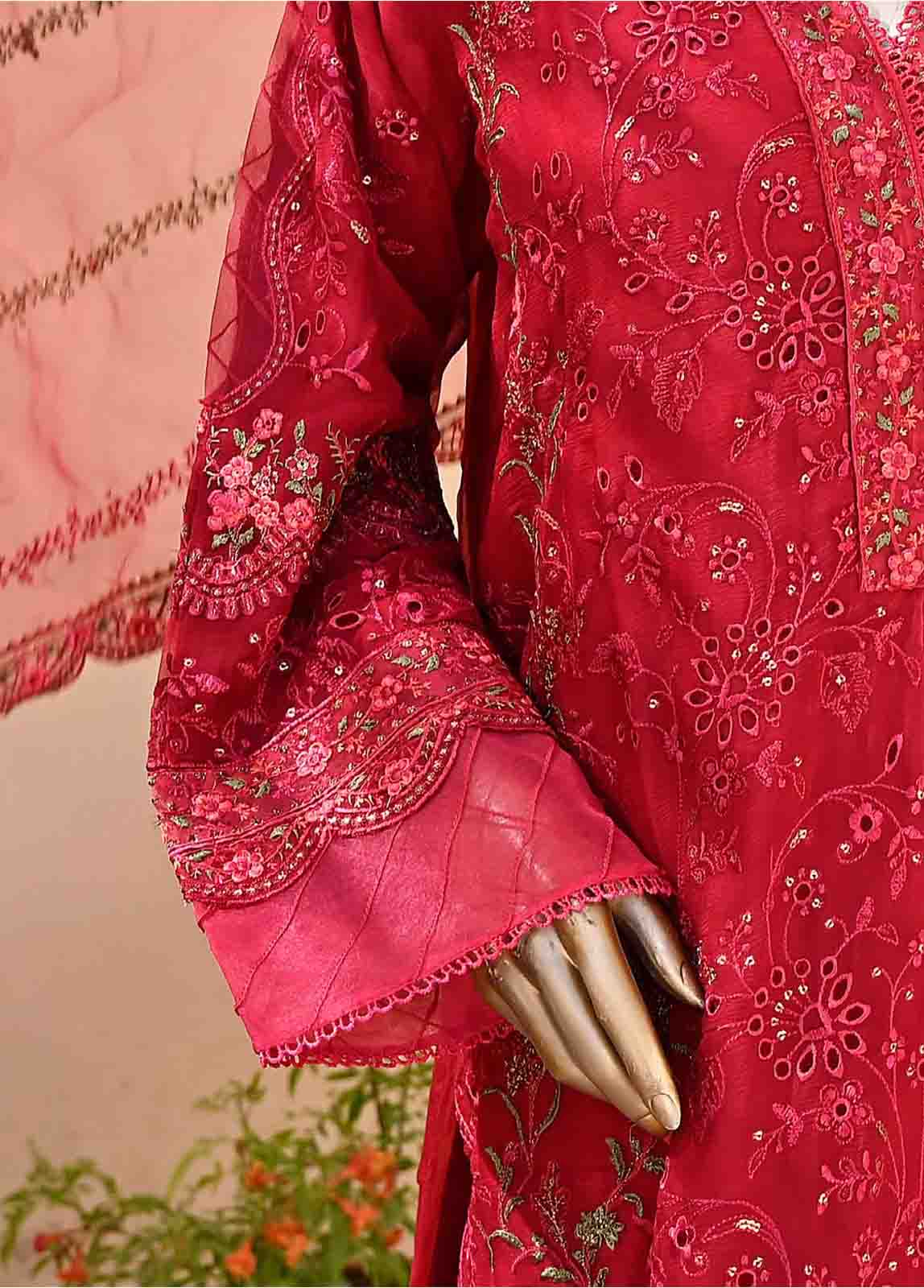 Bin Saeed Fabric - ZEF-C-2014- 3 Piece Embroidered Chiffon