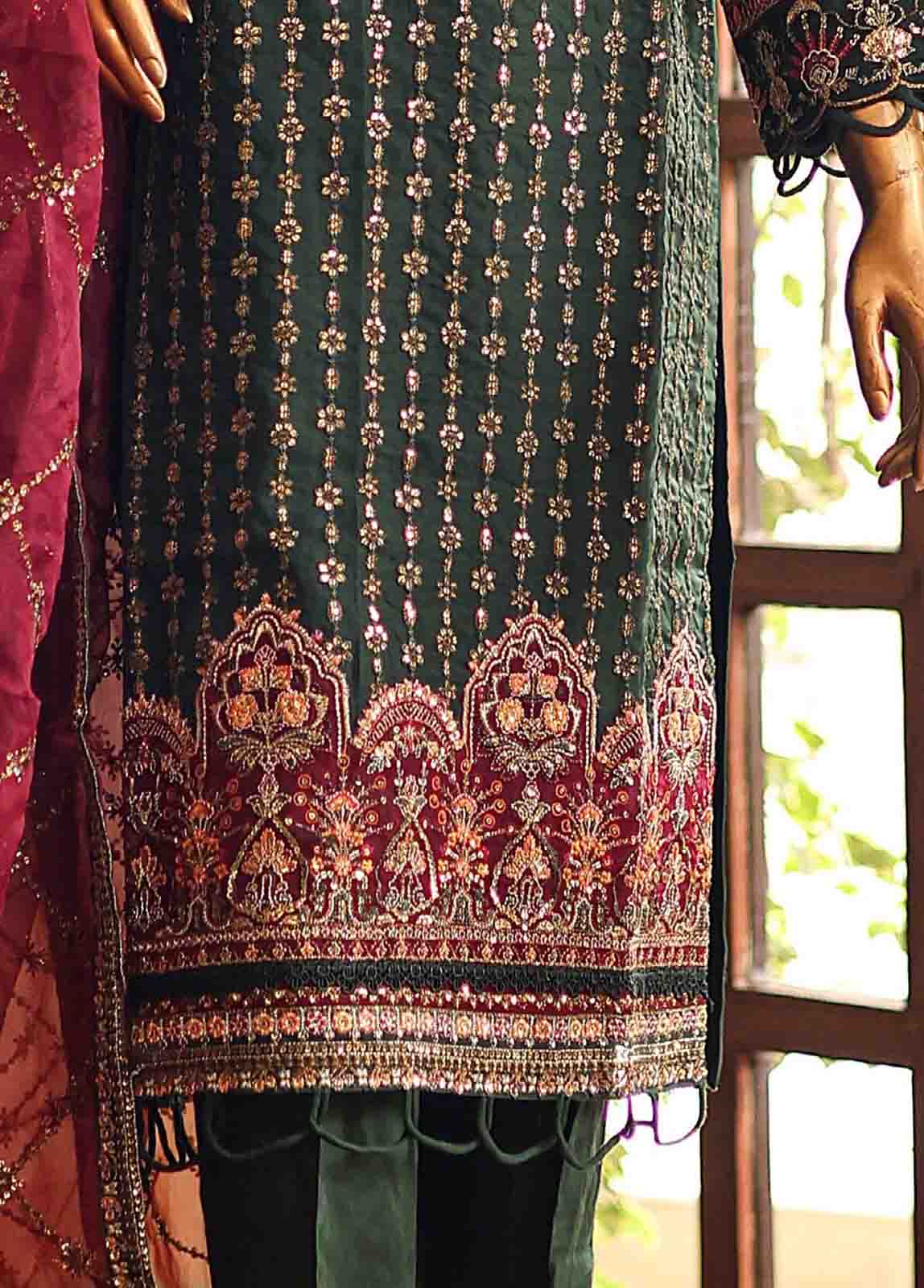 Bin Saeed Fabric - ZEF2031- 3 Piece Embroidered Organza