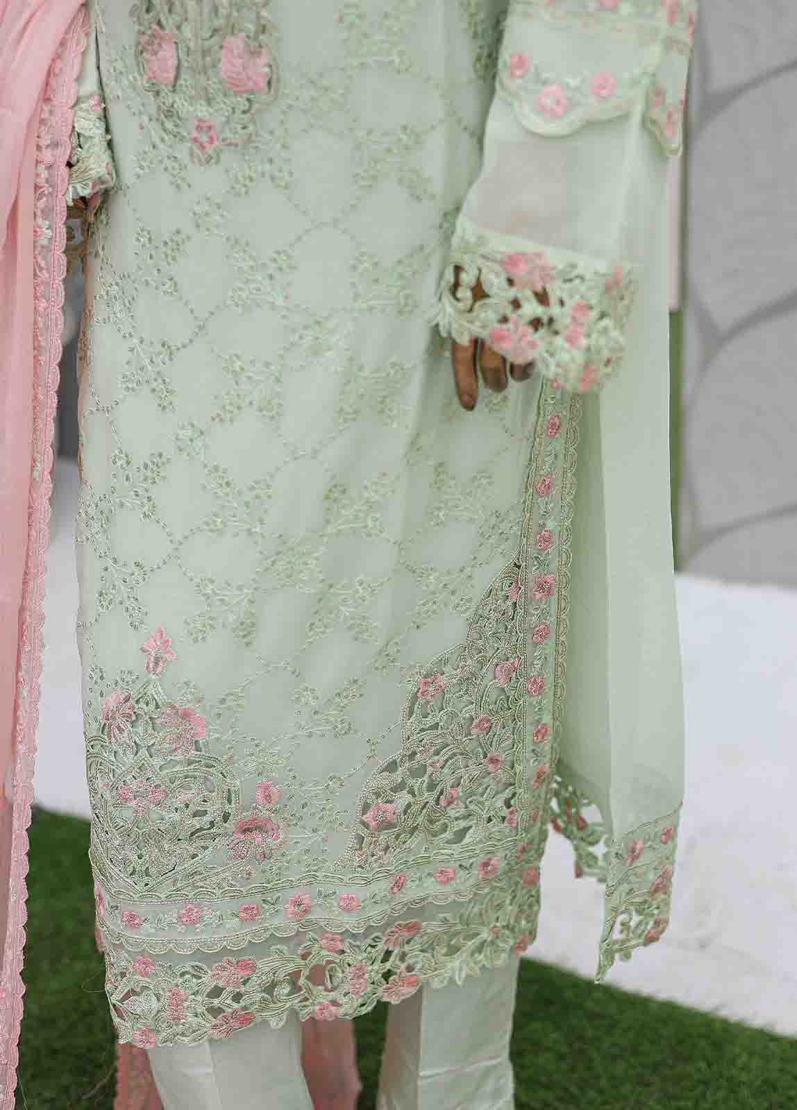 Bin Saeed Fabric - ZEFC-2050- 3 Piece Embroidered Chiffon