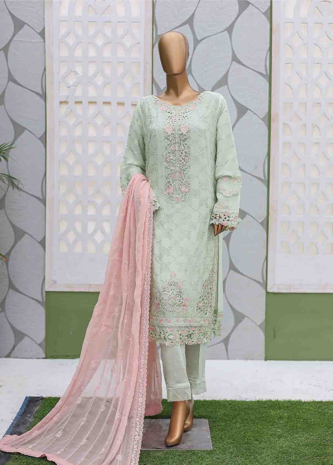 Bin Saeed Fabric - ZEFC-2050- 3 Piece Embroidered Chiffon