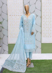 ZEFC-2051 B- 3 Piece Embroidered Chiffon