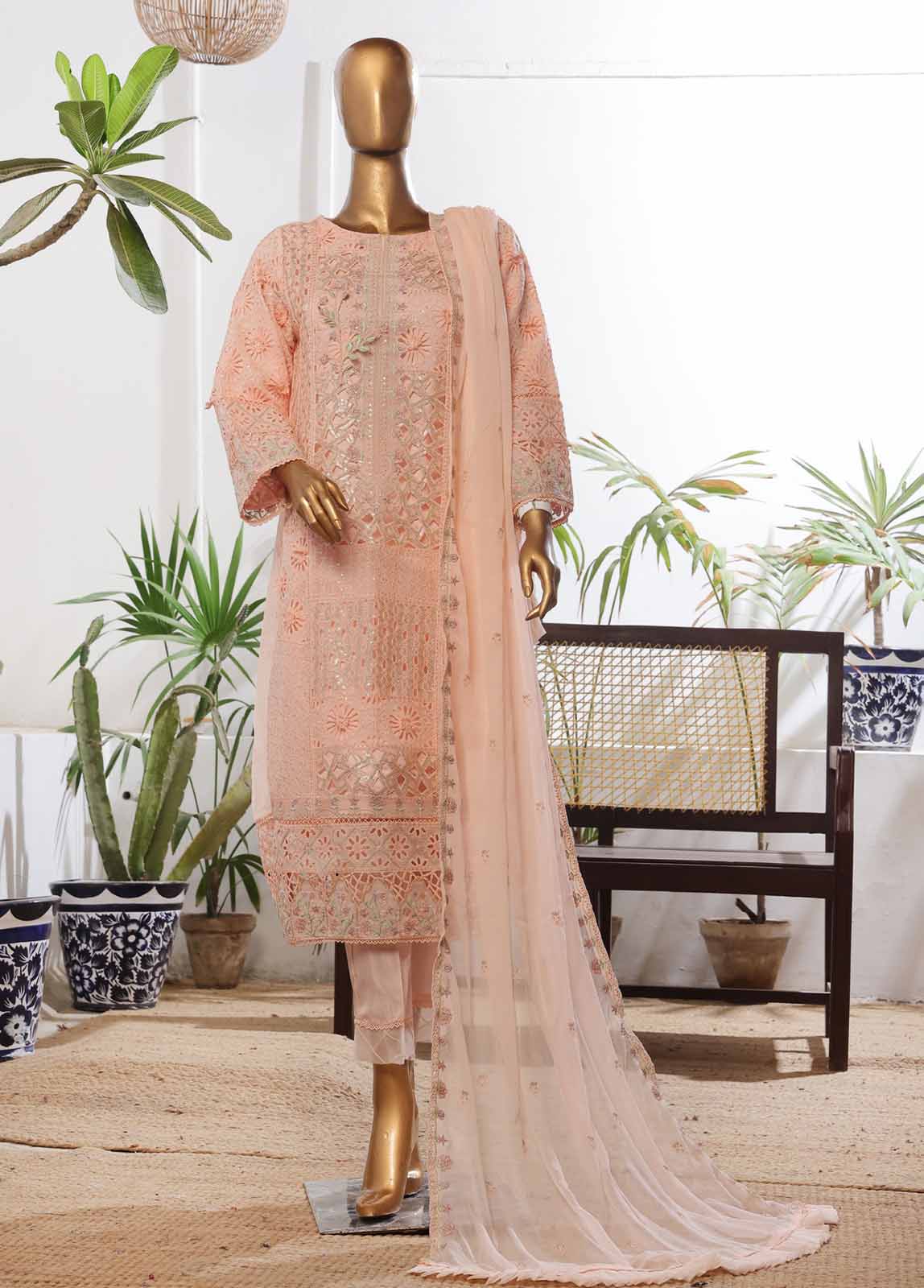 Bin Saeed Fabric - ZEFC-2057- 3 Piece Chiffon Stitched Suit