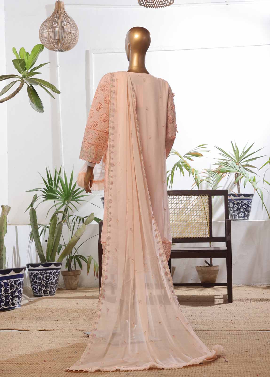 Bin Saeed Fabric - ZEFC-2057- 3 Piece Chiffon Stitched Suit