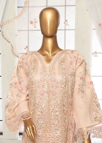 ZEFO-2056 R- 3 Piece Organza Stitched Suit