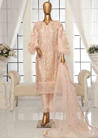 ZEFO-2056 R- 3 Piece Organza Stitched Suit