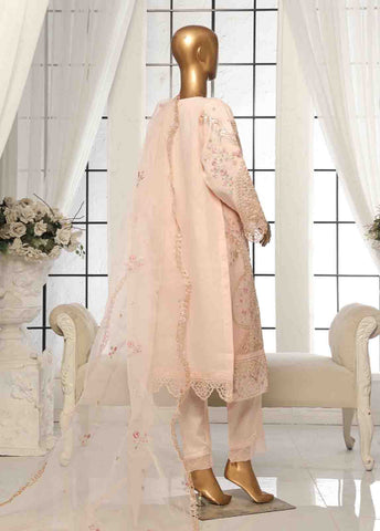 ZEFO-2056 R- 3 Piece Organza Stitched Suit
