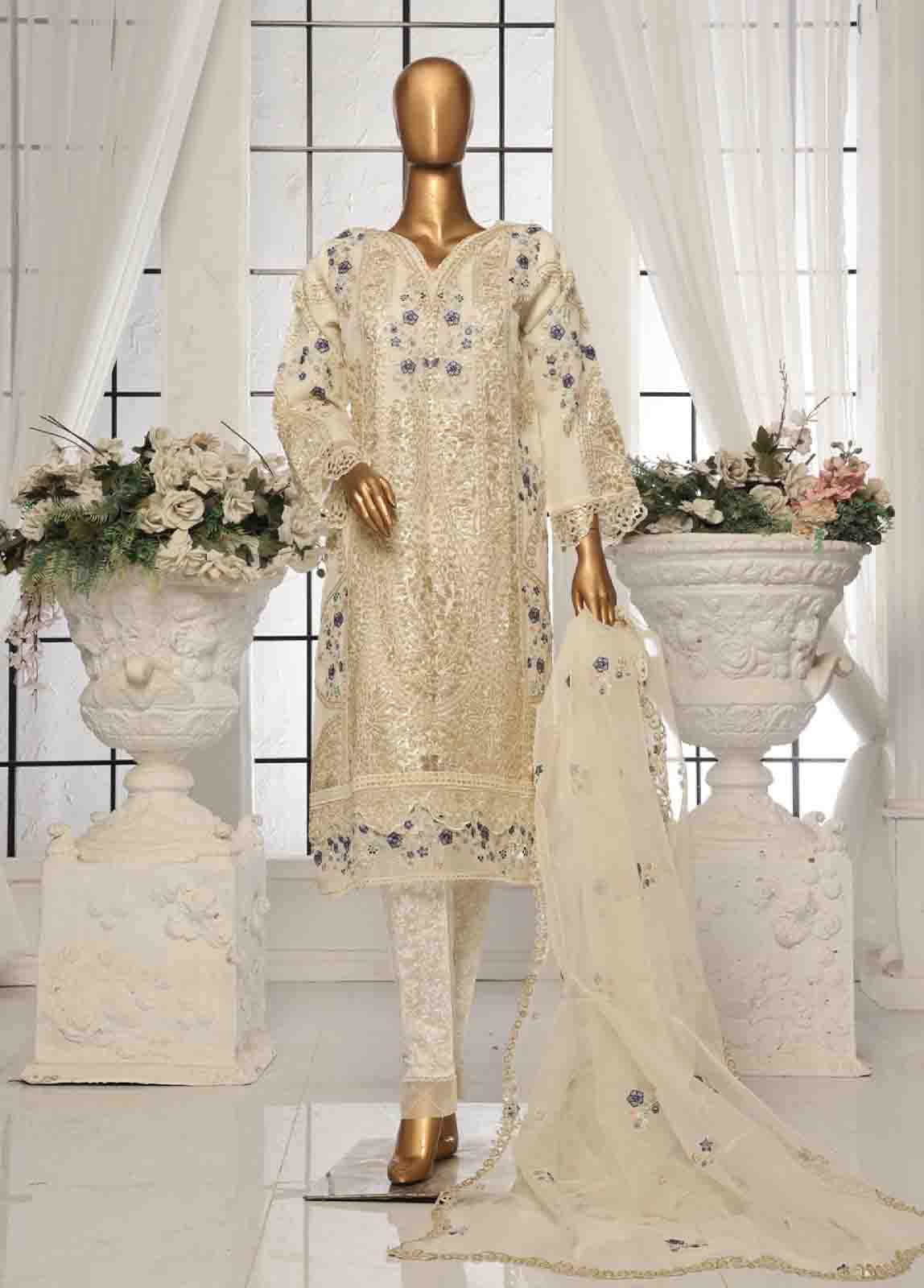 Bin Saeed Fabric - ZEFO-2056 P- 3 Piece Organza Stitched Suit