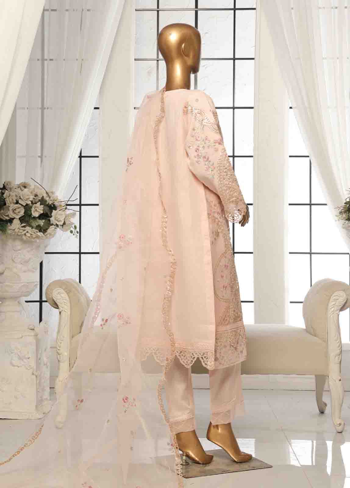 Bin Saeed Fabric - ZEFO-2056 R- 3 Piece Organza Stitched Suit