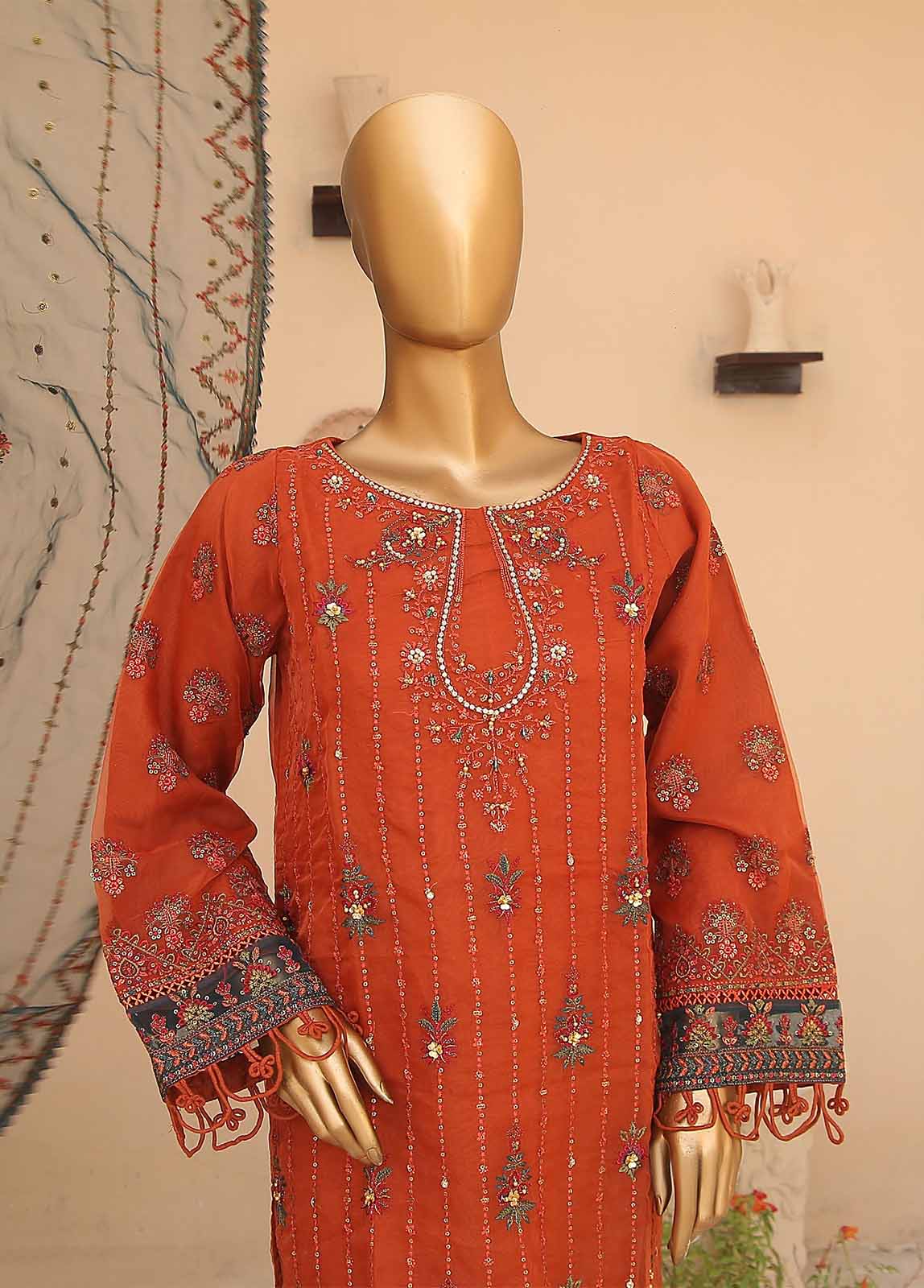 Bin Saeed Fabric - Zef-2020- 3 Piece Embroidered Organza