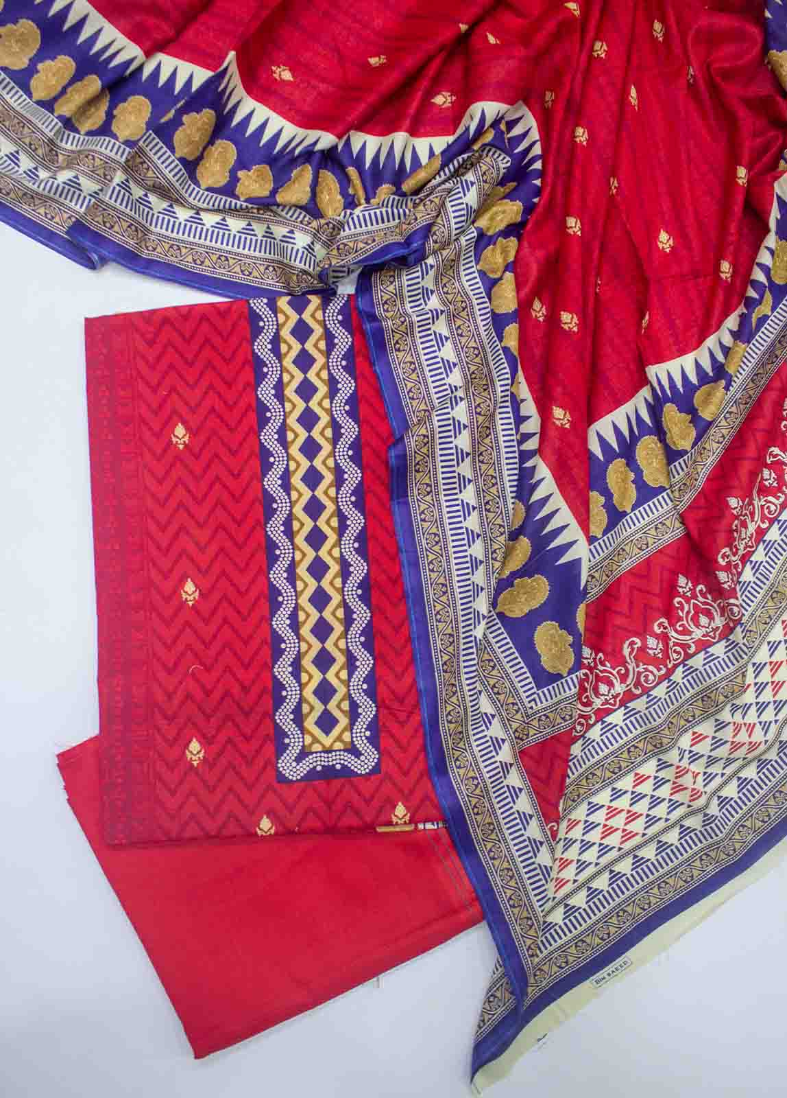 F&F-0517-B-  3 Piece UnStitched Printed Lawn
