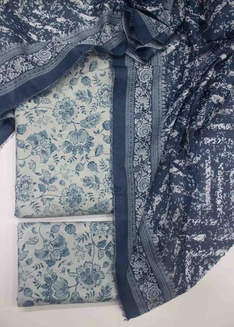 WKU-178- 3 Piece Khaddar Printed UnStitched Suit