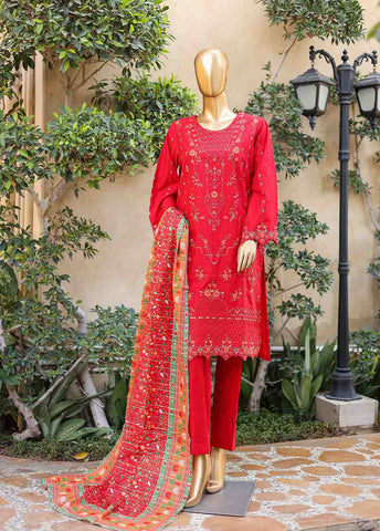 SMLF-EMB-440 B - 3 Piece Embroidered Stitched Suit