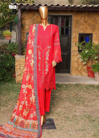 SMLF-EMB-441 B - 3 Piece Embroidered Stitched Suit