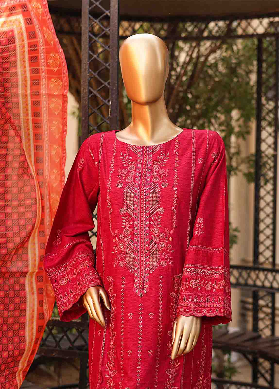 SMLF-EMB-444 B - 3 Piece Embroidered Stitched Suit